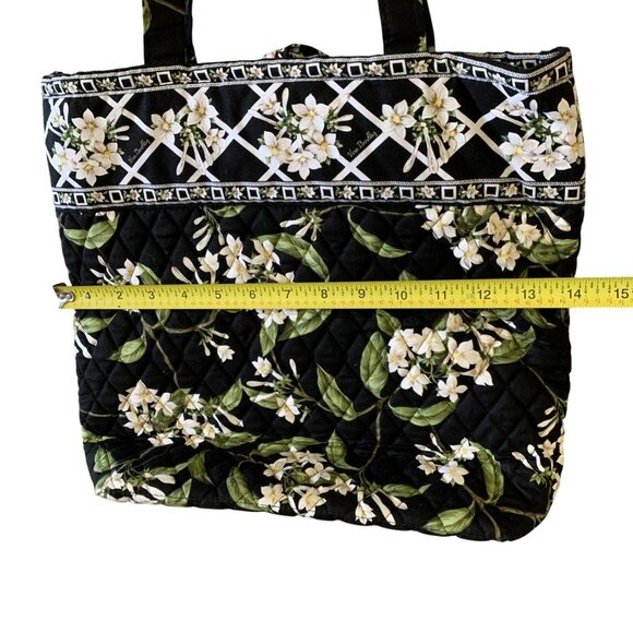 Vera Bradley Tote Jasmine Shoulder Purse Laptop Bag Black Floral Retired NWT - Picture 3 of 9